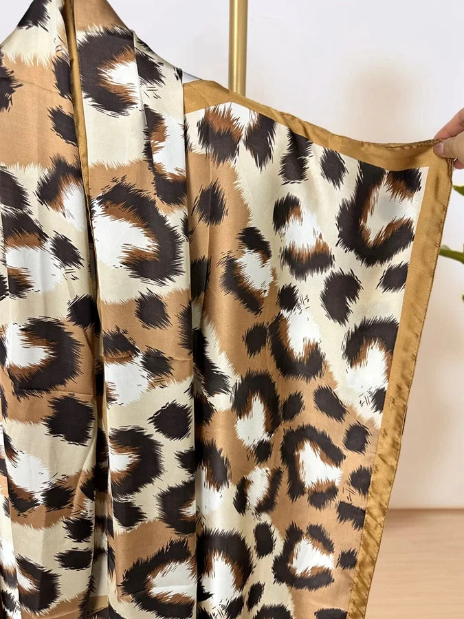 Floral Print Kaftan Dress with Scarf