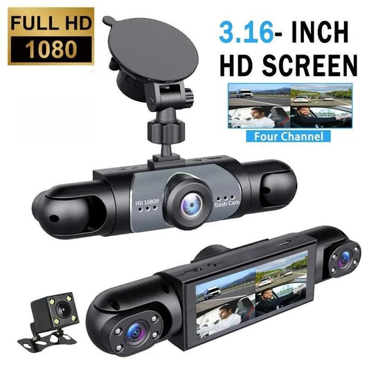 1080P 4-Channel Car 150° 3.0-Inch Screen Motion Detection WiFi 32G/64G TF Card Backup Camera Dash Cam