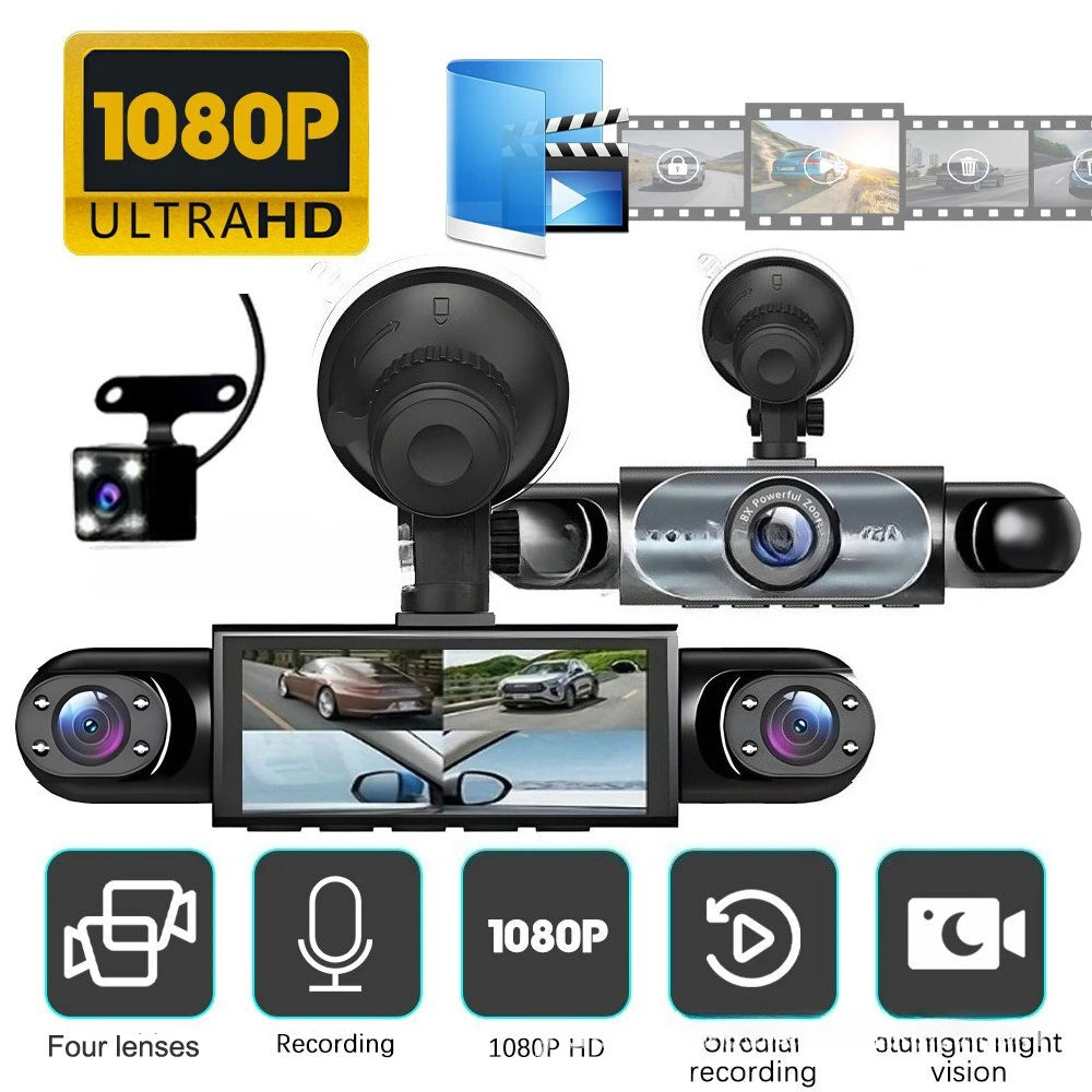 1080P 4-Channel Car 150° 3.0-Inch Screen Motion Detection WiFi 32G/64G TF Card Backup Camera Dash Cam