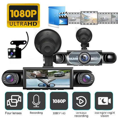 1080P 4-Channel Car 150° 3.0-Inch Screen Motion Detection WiFi 32G/64G TF Card Backup Camera Dash Cam