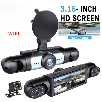 1080P 4-Channel Car 150° 3.0-Inch Screen Motion Detection WiFi 32G/64G TF Card Backup Camera Dash Cam