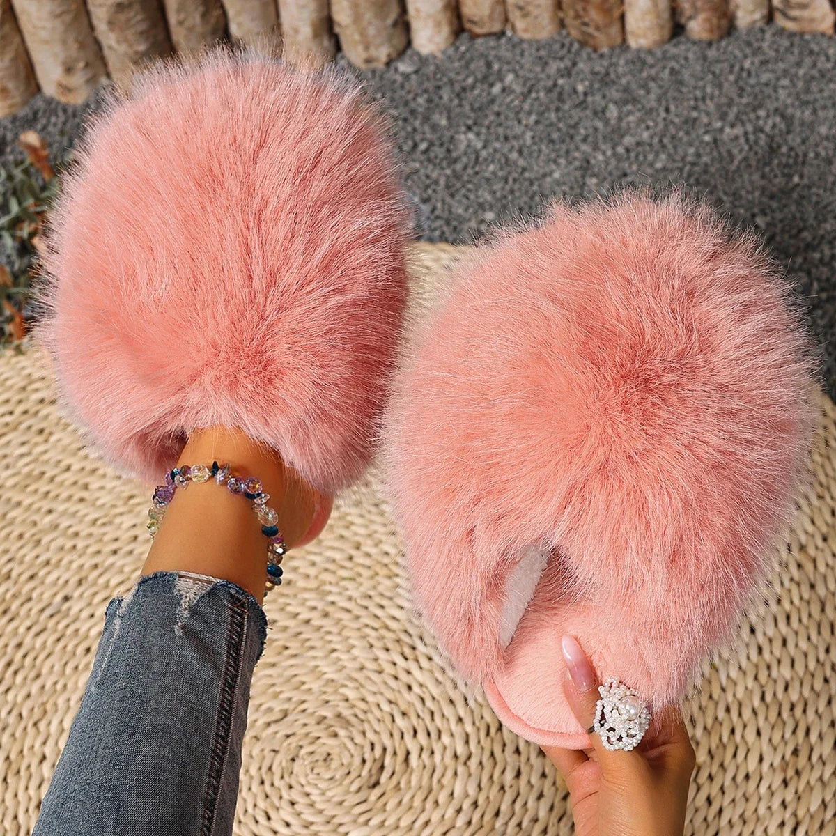 Fluffy Solid Baotou Slides
