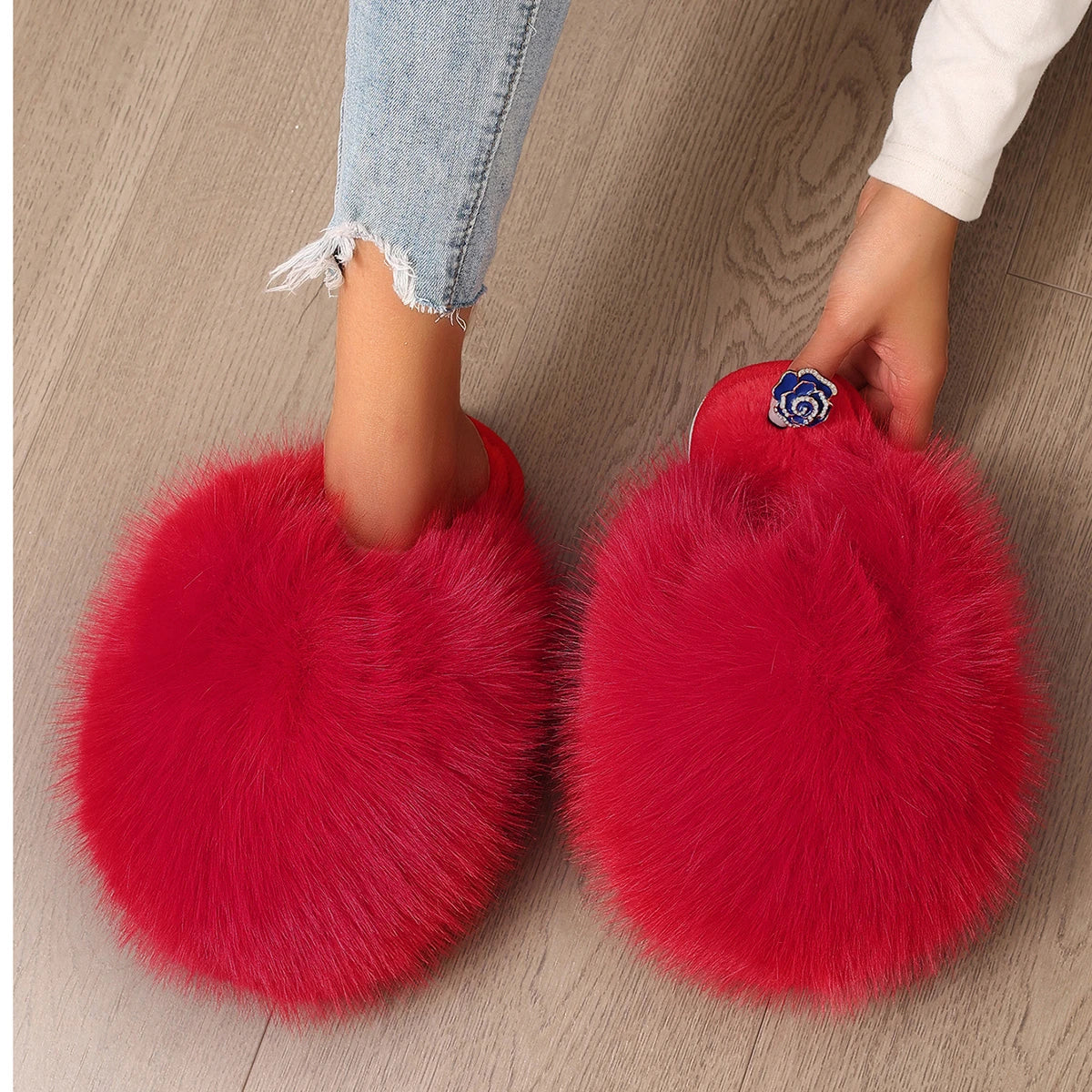 Fluffy Solid Baotou Slides