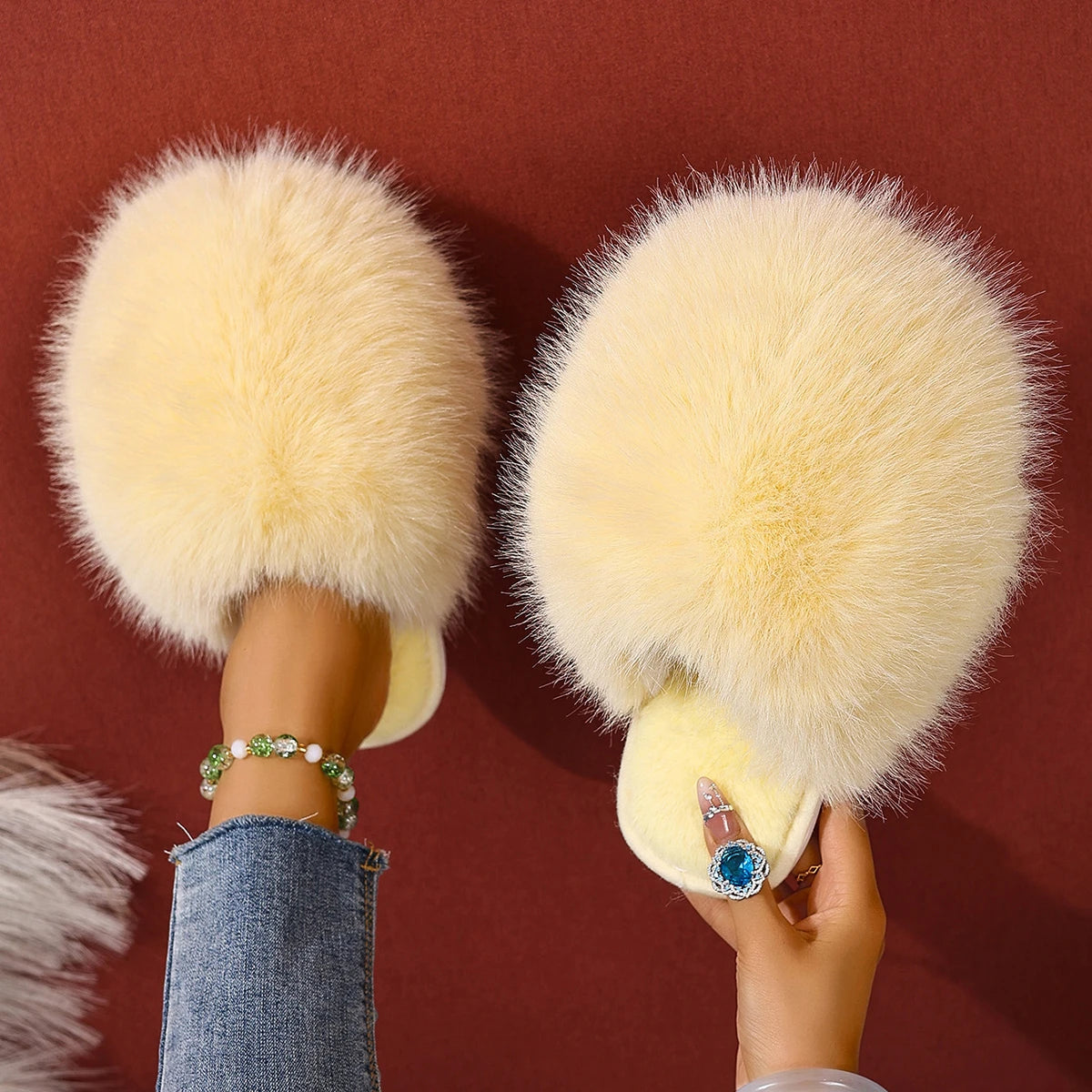 Fluffy Solid Baotou Slides